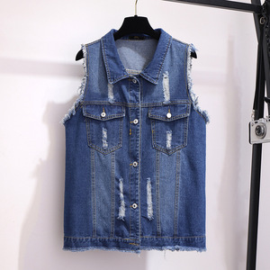 Custom Distressed Style <b>Denim</b> <b>Vest</b> Minimalist Design Sleeveless Outerwear Lightweight Cotton Waistcoat <b>For</b> Adults Fashion - Product Image 2