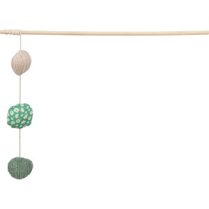 Jouet interactif pour chat en bois et tissu avec 3 balles, stimulant le mouvement - Product Image 1