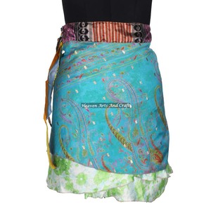 Sarong <b>Wrap</b> Mini Skirts Vintage Sari <b>Beach</b> Mini <b>Wrap</b> Mini Skirts Short Sari <b>Wrap</b> Skirt Trendy Boho Gypsy <b>Beach</b> Cover Sari Skirt - Product Image 5