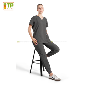 Prêt pour la livraison Scrubs médicaux pour femmes anti-rides Poly Spandex Jogger Design Uniformes hospitaliers fabriqués à partir du Vietnam - Product Image 3