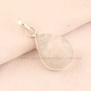 Colgante de Piedra Lunar Arcoíris Natural, Plata de Ley 925, Venta al por Mayor, Colgante de Gema de Piedra Lunar Fuego Azul AAA, Joyería de Plata Hecha a Mano - Product Image 4