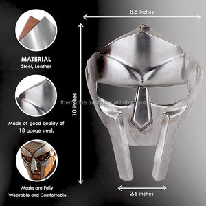 Máscara MF de Metal Pulido, Estilo Gladiador Romano, Villano Loco, Vikingo, Acero Plateado, Armadura Completa para Disfraz de Halloween - Product Image 6