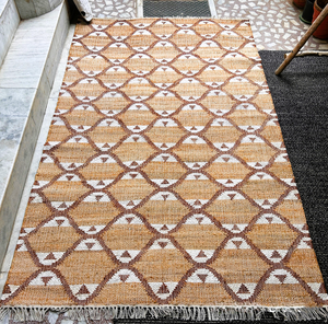 Tapis en jute fait main, tissé à la main, en fibres naturelles, écologique, fin, tressé, à poils ras, style abstrait moderne, anti-bactérien, pour l'exercice et la prière - Product Image 4