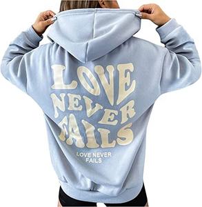 Sweat femme automne vêtements 2023 lanterne manches goutte épaule pull à capuche coupe ample style baggy femmes coton sweats à capuche - Product Image 4