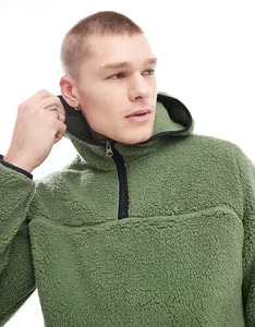 Sweat à capuche personnalisé en polaire sherpa brodé, col montant demi-zip, chaud, doux, confortable, streetwear décontracté, pull premium pour l'hiver - Product Image 4