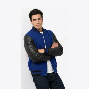 Veste universitaire personnalisée haut de gamme pour homme, manches en cuir, patch en chenille, broderie, veste oversize, streetwear, vestes de baseball - Product Image 3