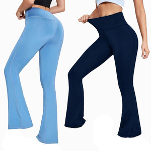 Leggings acampanados de cintura alta elásticos para mujer, pantalones de yoga de corte bootcut para fitness, entrenamiento, ejercicio y ropa deportiva. - Product Image 1