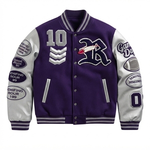 Veste de baseball unisexe en laine personnalisée pour l'hiver, style universitaire, streetwear, broderie personnalisée, patchs en chenille, vente en gros - Product Image 6
