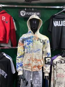 เสื้อฮู้ด FLYEXWEAR แบบซิป ยูนิเซ็กซ์ พิมพ์ลายดิจิตอลลายมุก ทรงโอเวอร์ไซส์ สตรีทแวร์ ทรงปกติ ผ้าฝ้ายฟลีซ 100% เสื้อกันหนาว - Product Image 5