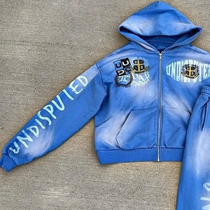 Conjunto Deportivo de Alta Calidad 100% Algodón, Pantalones Deportivos y Sudadera con Capucha, Logotipo Personalizado, Dos Piezas, Pantalones Acampanados, Conjuntos de Sudaderas con Capucha - Product Image 3