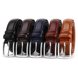 Cinturón de Cuero para Hombre, Color Sólido, Hebilla de Metal, para Uso Formal - Product Image 1