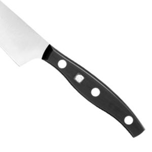 Cuchillo de Cocina de 5.5 Pulgadas con Hoja Plateada de Borde Fino y Mango Negro Remachado Curvo, Herramienta para Cortar y Picar Frutas y Verduras - Product Image 6