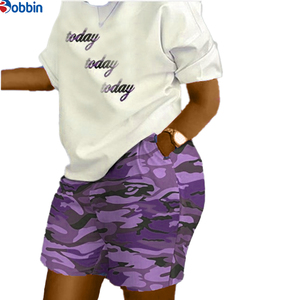 Conjuntos de Dos Piezas de Camiseta y Pantalones Cortos para Mujer, Conjuntos Casuales Estampados para Mujer, Conjuntos Deportivos con Estampado de Camiseta y Pantalones Cortos - Product Image 6