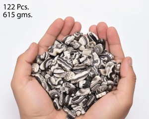 พลอยคาบอชอนผสมลายม้าลายสีดำขาวธรรมชาติ  ขัดเงา  สำหรับทำเครื่องประดับ - Product Image 2