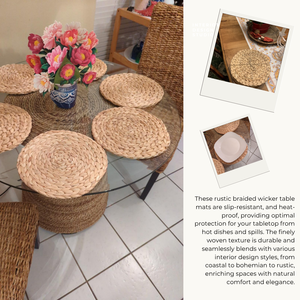 Set de table rond personnalisable en jacinthe d'eau naturelle durable, design bohème, écologique, fait main, antidérapant, épaisseur 8mm/10mm - Product Image 4