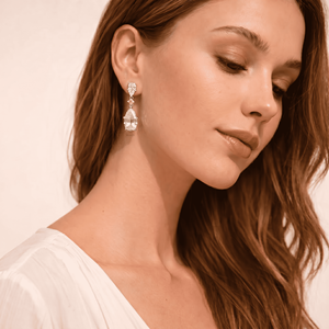 Pendientes de diamante cultivado en laboratorio con forma de pera, oro blanco con acentos de diamante amarillo, joyería fina de lujo, regalo nupcial para mujer - Product Image 2