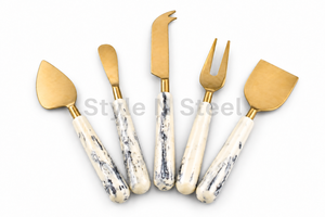<b>Marble</b> Handle Cheese Knife Set Stainless Steel Cheese <b>Cutter</b> Fork Spreader Serving Tools for Kitchen Party - Product Image 2