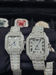 Reloj de Lujo para Hombre, Estilo Hip Hop, con Números Romanos, Edición Limitada, Plateado, Cuadrado, Automático, Mecánico, con Incrustaciones de Moissanita - Product Image 3