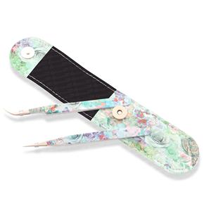 Pince à cils en acier inoxydable cosmétique de marque privée personnalisée en gros avec pointe pointue avec un étui à bouton magnétique en cuir - Product Image 2