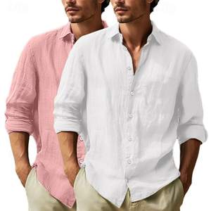 Chemise en lin pure à manches longues pour homme – Nouvelle collection été – Haut en lin oversize tendance - Product Image 1