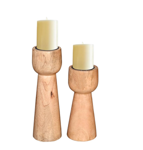 Wood Candle <b>Holder</b> for Birthday & Christmas Round Wood <b>Tealight</b> <b>Holder</b> with Amber Glass Cup for Home - Product Image 4