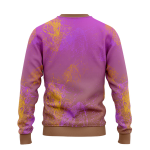 Sudadera de cuello redondo para hombre, morada y amarilla, con diseño gráfico de salpicaduras estilo grunge, con logotipo personalizado, para equipos, tops de entrenamiento al por mayor, OEM - Product Image 2