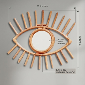 Miroir mural rond en rotin fait main AG Elements, style bohème, décoration de mariage, décoration pour salon, chambre à coucher, salle de bain - Product Image 2