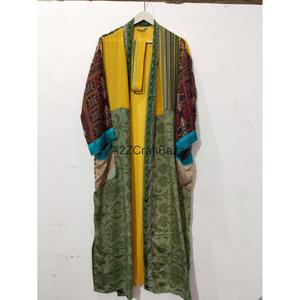 Kimono vintage de luxe en soie patchwork, robe de chambre pour femme, peignoir, chemise de nuit, tenue de plage bohème sexy - Product Image 2
