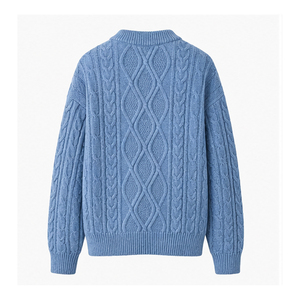 Breathable Men's Blue <b>Argyle</b> Winter Knitted <b>Sweater</b> Pullover <b>Sweater</b> Full Sleeve Thick Winter Wear Winter Knitted <b>Sweater</b> - Product Image 3