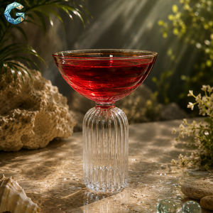 Clear Ribbed Champagne Coupes Borosilicate Glass <b>Optic</b> Wine Flutes 200 Ml Modern <b>Bar</b> Party Wedding Glass - Product Image 2