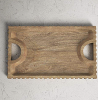 Plateau de service rectangulaire en bois rustique artisanal Tayyab - Haute qualité, emballage individuel, utilisation sur table basse, couleur personnalisée