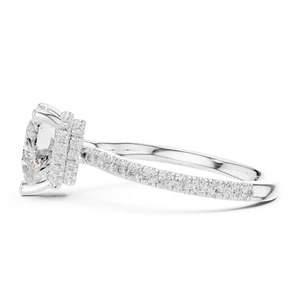 Bague unisexe luxueuse en or avec un diamant de 3 carats taille cœur cultivé en laboratoire et halo caché, cadeau spécial pour fiançailles - Product Image 6