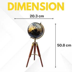 Globe terrestre éducatif classique et décoratif de style vintage, support trépied pour globe terrestre, décoration de bureau et de bibliothèque - Product Image 3