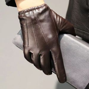 <b>Sheepskin</b> Bike Wear <b>Gloves</b> Wrist Length Thermal Unlined Plain Style Touchscreen Friendly for Winter Daily Life - Product Image 4
