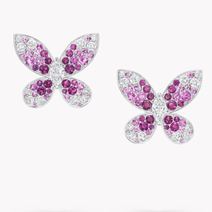 Butterfly <b>Stud</b> <b>Earrings</b> 925 <b>Silver</b> Marquise Diamond Pink Gemstone Women Luxury Everyday Wear - Product Image 2