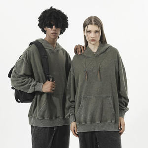 Vente en gros de sweats à capuche vintage délavés, qualité supérieure, effet délavé à l'acide, en coton mélangé épais, pour hommes, avec logo personnalisé - Product Image 3