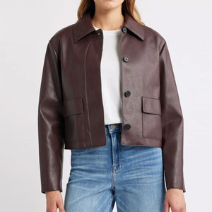 New Fashion Custom Winter 100% Genuine Leather Breathable Women's Cropped Quilted Leather Jackets For Sale - Product Image 1
