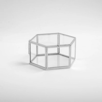 Boîte de rangement et d'organisation de bijoux en laiton doré de luxe, mini, en verre et métal, faite à la main, personnalisable, pour boucles d'oreilles, vente en gros