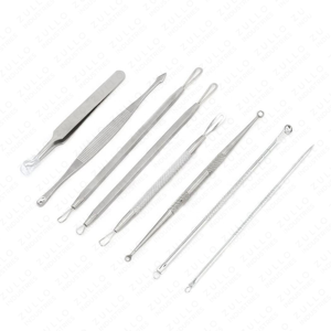 Kit d'extraction des points noirs et de l'acné en acier inoxydable, outils professionnels pour l'élimination des comédons et des boutons, pour les soins de beauté - Product Image 1