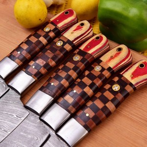 UA Supplies – Ensemble de 5 couteaux de chef en acier Damas forgé à la main, manche ergonomique en bois, style moderne, pleine longueur de lame, ambidextre - Product Image 5