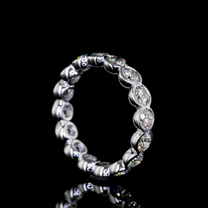 Anillo de Boda de Diamantes Cultivados en Laboratorio con Engaste de Bisel Completo, Oro 10K/14K/18K, Plata 925/935, Bañado en Rodio, Aniversario, Compromiso - Product Image 3