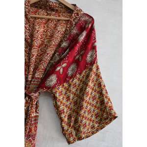 Robe Kimono en Soie Grande Taille Respirante avec Patchwork pour Femme, Style Bohème, Longue, pour l'Automne, Vêtement de Nuit et d'Intérieur - Product Image 4