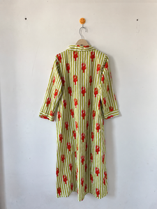 Women V Neck Striped Lobster Print Maxi <b>Dress</b> Three Quarter Sleeve <b>Loose</b> A Line Casual Summer <b>Dress</b> - Product Image 4