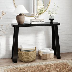 Consolle stretta salvaspazio in stile tradizionale da 43 pollici, in legno massello di gomma e pino nero, per ingressi e corridoi di piccole dimensioni, arredamento per la casa - Product Image 3
