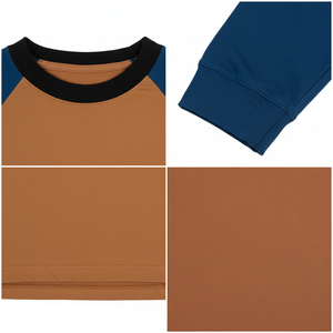 Camiseta de algodón de manga larga raglán con cuello acanalado, informal, transpirable, con logotipo personalizado de alta calidad para mujer. - Product Image 6