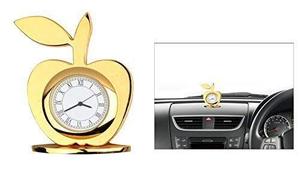 Golden Apple Shaped Table <b>Clock</b> Decorative Desktop <b>Clock</b> Modern Home Office Desk <b>Clock</b> Metal Tabletop <b>Clock</b> Living Room Bedroom - Product Image 5