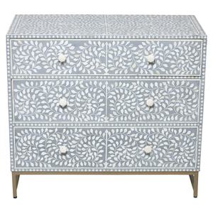 Table console moderne en bois massif incrusté d'os nacre 5 tiroirs armoires de rangement hauteur réglable multi-usages pour la cuisine - Product Image 6