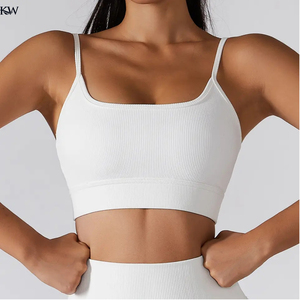 Custom Logo Women's Lightweight High Support U <b>Neck</b> Racerback Yoga Sports Bra with Removable <b>Pads</b> OEM - Product Image 4