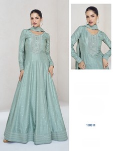 Salwar Kameez Dupatta pakistaní de diseñador para mujer, bordado con lentejuelas, de tela vichitra pesada, largo hasta el suelo, para invierno/verano. - Product Image 2