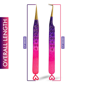 Professional Sharp Tip Eyelash Tweezers Precision Smooth Tip Gold Gradient Design <b>Box</b> Packaging Non Slip Ergonomic <b>Box</b> Packing - Product Image 4